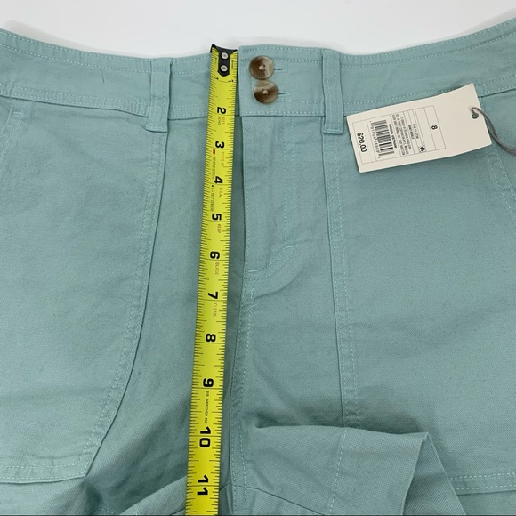 A New Day High Rise Mint Green Double Button Large Pocket Preppy Shorts Nwt - Picture 8 of 16